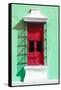 ¡Viva Mexico! Collection - Red Window and Green Wall in Campeche-Philippe Hugonnard-Framed Stretched Canvas