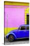 ¡Viva Mexico! Collection - Royal Blue VW Beetle Car and Colorful Wall-Philippe Hugonnard-Stretched Canvas