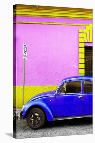 ¡Viva Mexico! Collection - Royal Blue VW Beetle Car and Colorful Wall-Philippe Hugonnard-Stretched Canvas