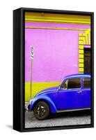 ¡Viva Mexico! Collection - Royal Blue VW Beetle Car and Colorful Wall-Philippe Hugonnard-Framed Stretched Canvas