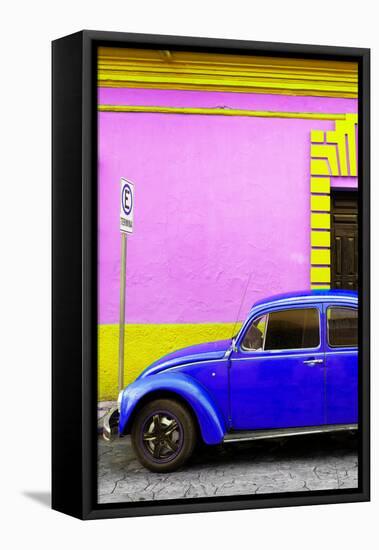 ¡Viva Mexico! Collection - Royal Blue VW Beetle Car and Colorful Wall-Philippe Hugonnard-Framed Stretched Canvas