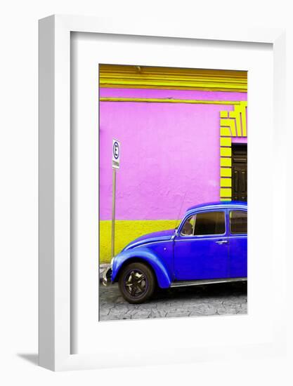 ¡Viva Mexico! Collection - Royal Blue VW Beetle Car and Colorful Wall-Philippe Hugonnard-Framed Photographic Print