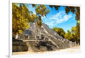 ¡Viva Mexico! Collection - Ruins of the ancient Mayan city with Fall Colors of Calakmul III-Philippe Hugonnard-Framed Photographic Print