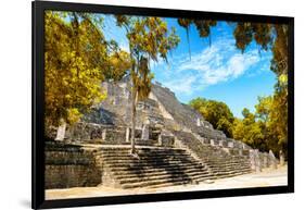 ¡Viva Mexico! Collection - Ruins of the ancient Mayan city with Fall Colors of Calakmul III-Philippe Hugonnard-Framed Photographic Print