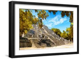 ¡Viva Mexico! Collection - Ruins of the ancient Mayan city with Fall Colors of Calakmul III-Philippe Hugonnard-Framed Photographic Print