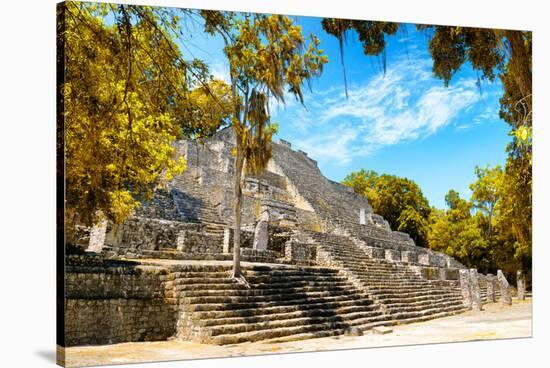 ¡Viva Mexico! Collection - Ruins of the ancient Mayan city with Fall Colors of Calakmul III-Philippe Hugonnard-Stretched Canvas