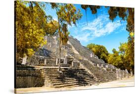 ¡Viva Mexico! Collection - Ruins of the ancient Mayan city with Fall Colors of Calakmul III-Philippe Hugonnard-Stretched Canvas