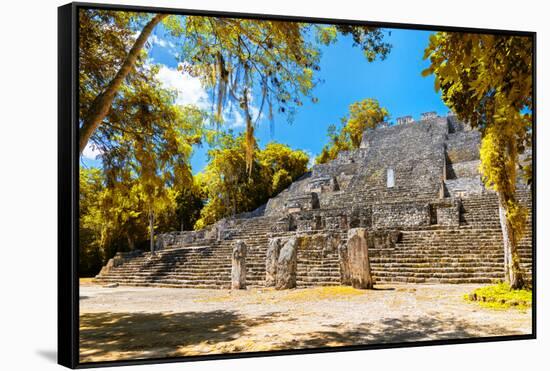 ¡Viva Mexico! Collection - Ruins of the ancient Mayan city with Fall Colors of Calakmul-Philippe Hugonnard-Framed Stretched Canvas