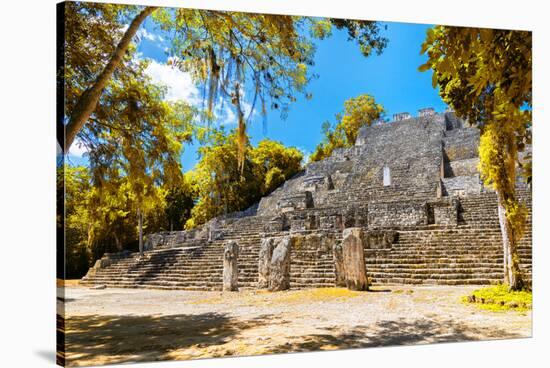 ¡Viva Mexico! Collection - Ruins of the ancient Mayan city with Fall Colors of Calakmul-Philippe Hugonnard-Stretched Canvas