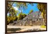 ¡Viva Mexico! Collection - Ruins of the ancient Mayan city with Fall Colors of Calakmul-Philippe Hugonnard-Framed Photographic Print