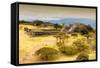 ¡Viva Mexico! Collection - Ruins of the Zapotec civilization in Oaxaca with Fall Colors-Philippe Hugonnard-Framed Stretched Canvas