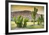 ¡Viva Mexico! Collection - Saguaro Cactus and Mexican Ruins at Sunset-Philippe Hugonnard-Framed Photographic Print