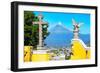 ¡Viva Mexico! Collection - Santuario Cholula and Popocatepetl Volcano in Puebla II-Philippe Hugonnard-Framed Photographic Print