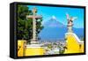 ¡Viva Mexico! Collection - Santuario Cholula and Popocatepetl Volcano in Puebla II-Philippe Hugonnard-Framed Stretched Canvas