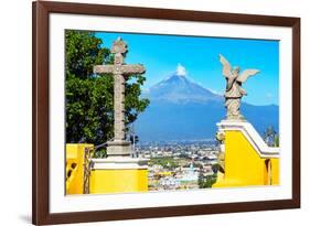 ¡Viva Mexico! Collection - Santuario Cholula and Popocatepetl Volcano in Puebla II-Philippe Hugonnard-Framed Photographic Print