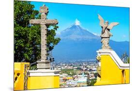 ¡Viva Mexico! Collection - Santuario Cholula and Popocatepetl Volcano in Puebla II-Philippe Hugonnard-Mounted Photographic Print