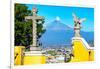 ¡Viva Mexico! Collection - Santuario Cholula and Popocatepetl Volcano in Puebla II-Philippe Hugonnard-Framed Photographic Print