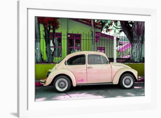 ¡Viva Mexico! Collection - "Summer Salmon Car" VW Beetle-Philippe Hugonnard-Framed Photographic Print