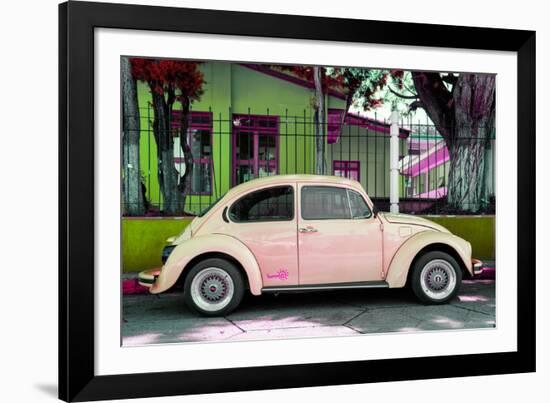 ¡Viva Mexico! Collection - "Summer Salmon Car" VW Beetle-Philippe Hugonnard-Framed Photographic Print