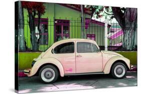 ¡Viva Mexico! Collection - "Summer Salmon Car" VW Beetle-Philippe Hugonnard-Stretched Canvas