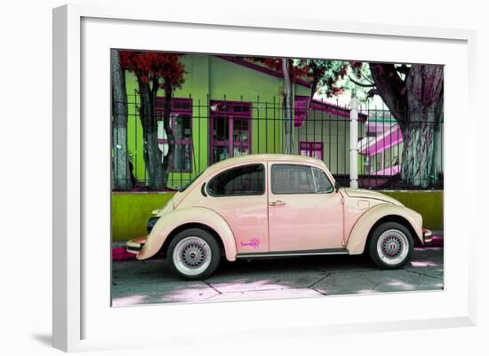 ¡Viva Mexico! Collection - "Summer Salmon Car" VW Beetle-Philippe Hugonnard-Framed Photographic Print