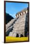 ¡Viva Mexico! Collection - Temple of Inscriptions at Mayan archaelogical site with Fall Colors-Philippe Hugonnard-Framed Photographic Print