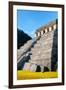 ¡Viva Mexico! Collection - Temple of Inscriptions at Mayan archaelogical site with Fall Colors-Philippe Hugonnard-Framed Premium Photographic Print