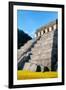 ¡Viva Mexico! Collection - Temple of Inscriptions at Mayan archaelogical site with Fall Colors-Philippe Hugonnard-Framed Premium Photographic Print