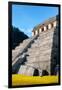 ¡Viva Mexico! Collection - Temple of Inscriptions at Mayan archaelogical site with Fall Colors-Philippe Hugonnard-Framed Premium Photographic Print