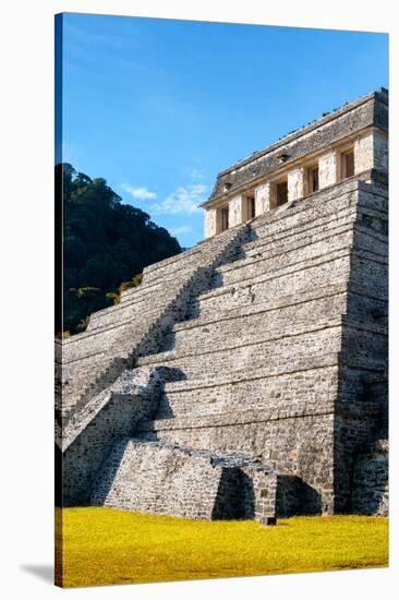 ¡Viva Mexico! Collection - Temple of Inscriptions at Mayan archaelogical site with Fall Colors-Philippe Hugonnard-Stretched Canvas