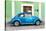 ¡Viva Mexico! Collection - The Blue VW Beetle Car with Green Street Wall-Philippe Hugonnard-Stretched Canvas