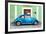 ¡Viva Mexico! Collection - The Blue VW Beetle Car with Green Street Wall-Philippe Hugonnard-Framed Photographic Print