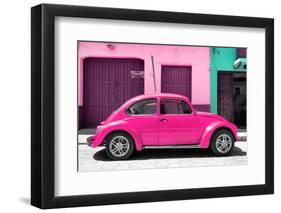 ¡Viva Mexico! Collection - The Deep Pink Beetle Car-Philippe Hugonnard-Framed Photographic Print