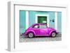 ¡Viva Mexico! Collection - The Deep Pink VW Beetle Car with Turquoise Street Wall-Philippe Hugonnard-Framed Photographic Print