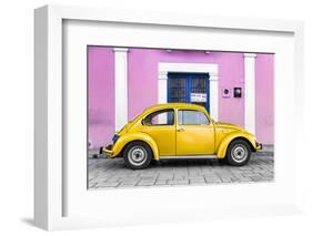 ¡Viva Mexico! Collection - The Gold VW Beetle Car with Light Pink Street Wall-Philippe Hugonnard-Framed Photographic Print