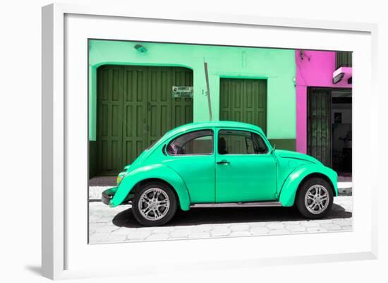 ¡Viva Mexico! Collection - The Green Beetle Car-Philippe Hugonnard-Framed Photographic Print