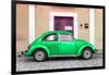 ¡Viva Mexico! Collection - The Green VW Beetle Car with Salmon Street Wall-Philippe Hugonnard-Framed Photographic Print