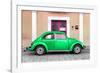 ¡Viva Mexico! Collection - The Green VW Beetle Car with Salmon Street Wall-Philippe Hugonnard-Framed Photographic Print