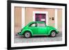 ¡Viva Mexico! Collection - The Green VW Beetle Car with Salmon Street Wall-Philippe Hugonnard-Framed Photographic Print