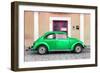 ¡Viva Mexico! Collection - The Green VW Beetle Car with Salmon Street Wall-Philippe Hugonnard-Framed Photographic Print