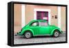 ¡Viva Mexico! Collection - The Green VW Beetle Car with Salmon Street Wall-Philippe Hugonnard-Framed Stretched Canvas