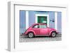 ¡Viva Mexico! Collection - The Hot Pink VW Beetle Car with Powder Blue Street Wall-Philippe Hugonnard-Framed Photographic Print