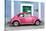 ¡Viva Mexico! Collection - The Hot Pink VW Beetle Car with Powder Blue Street Wall-Philippe Hugonnard-Stretched Canvas
