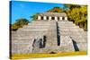 ¡Viva Mexico! Collection - The Mayan Temple of Inscriptions with Fall Colors - Palenque-Philippe Hugonnard-Stretched Canvas