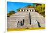 ¡Viva Mexico! Collection - The Mayan Temple of Inscriptions with Fall Colors - Palenque-Philippe Hugonnard-Framed Photographic Print