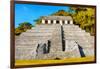 ¡Viva Mexico! Collection - The Mayan Temple of Inscriptions with Fall Colors - Palenque-Philippe Hugonnard-Framed Photographic Print