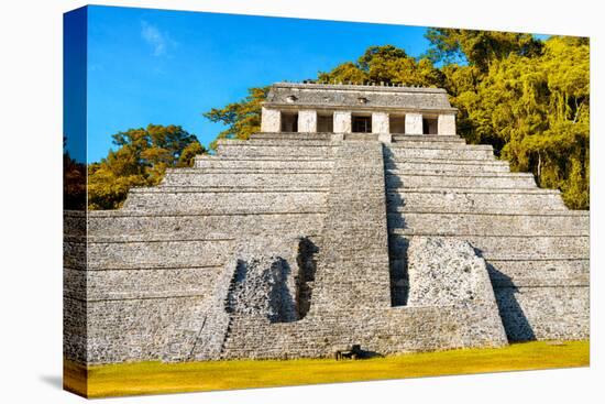 ¡Viva Mexico! Collection - The Mayan Temple of Inscriptions with Fall Colors - Palenque-Philippe Hugonnard-Stretched Canvas