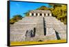 ¡Viva Mexico! Collection - The Mayan Temple of Inscriptions with Fall Colors - Palenque-Philippe Hugonnard-Framed Stretched Canvas