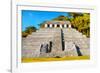 ¡Viva Mexico! Collection - The Mayan Temple of Inscriptions with Fall Colors - Palenque-Philippe Hugonnard-Framed Photographic Print