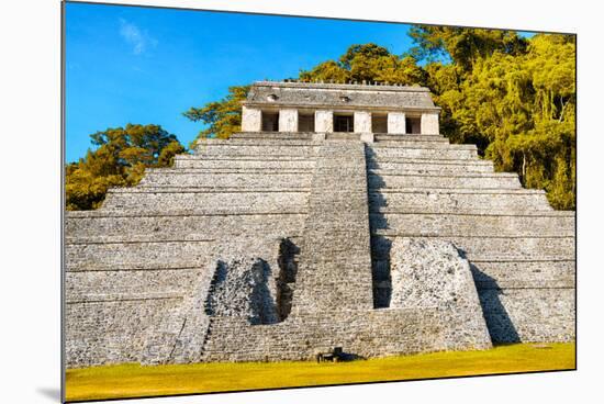 ¡Viva Mexico! Collection - The Mayan Temple of Inscriptions with Fall Colors - Palenque-Philippe Hugonnard-Mounted Photographic Print